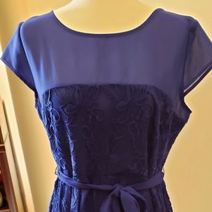 dressbarn Lace & Chiffon Fit & Flare Royal Blue